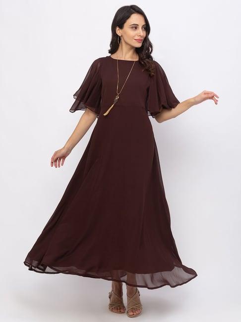 iti brown regular fit dress