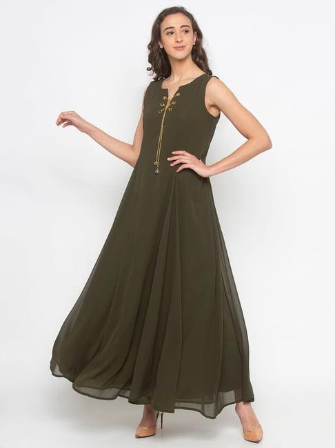 iti dark olive maxi dress
