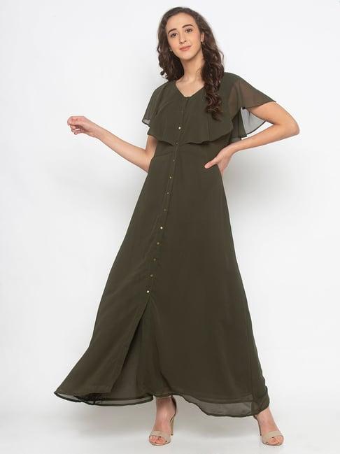 iti dark olive maxi dress