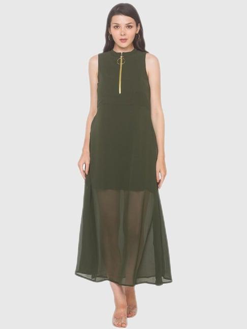 iti green regular fit dress