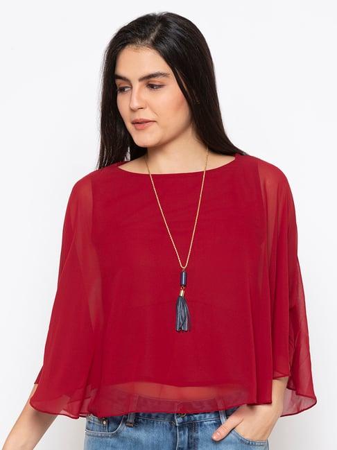 iti maroon regular fit cape top