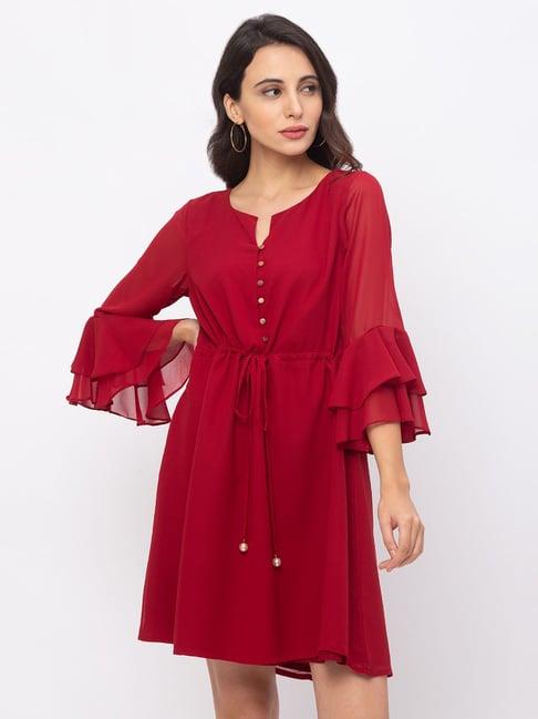 iti maroon regular fit dress