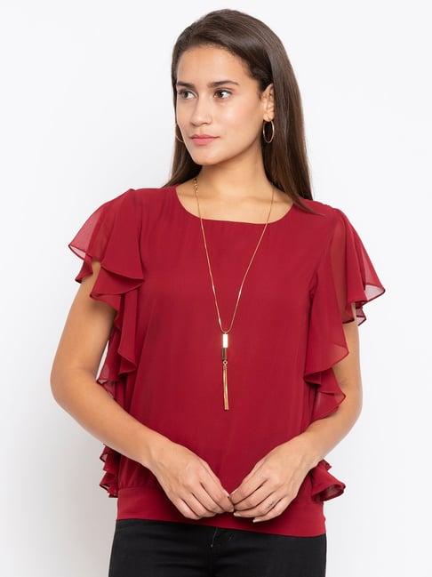 iti maroon regular fit top