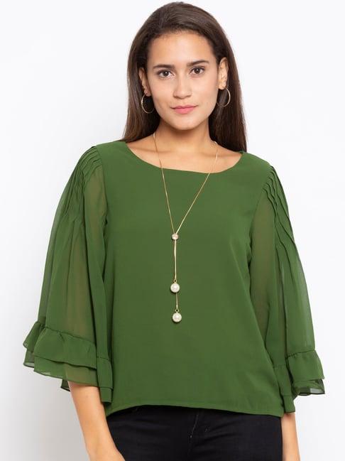 iti olive green regular fit top