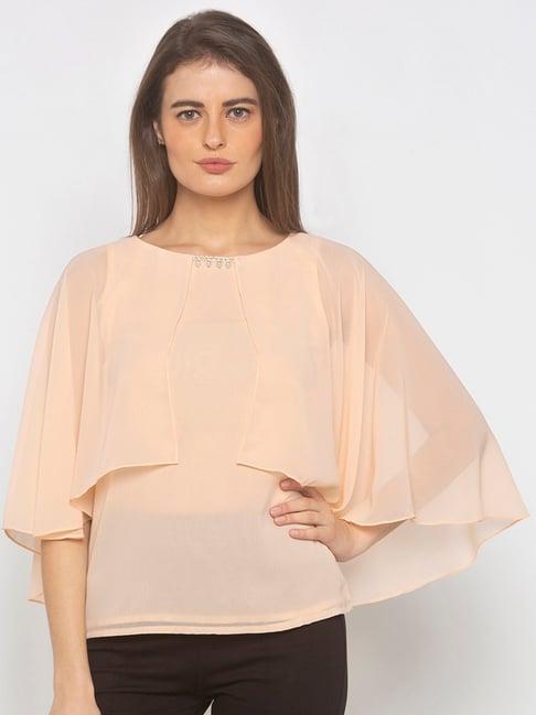 iti peach embellished cape top