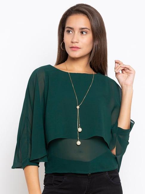 iti pine green regular fit cape top