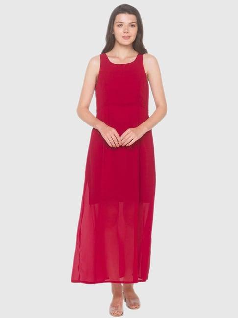 iti red regular fit dress