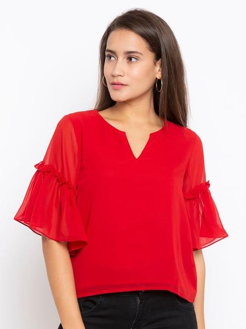 iti red regular fit top