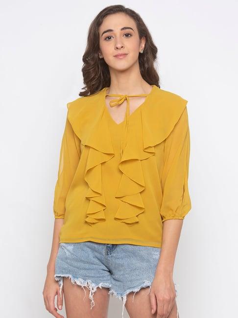 iti yellow regular fit top