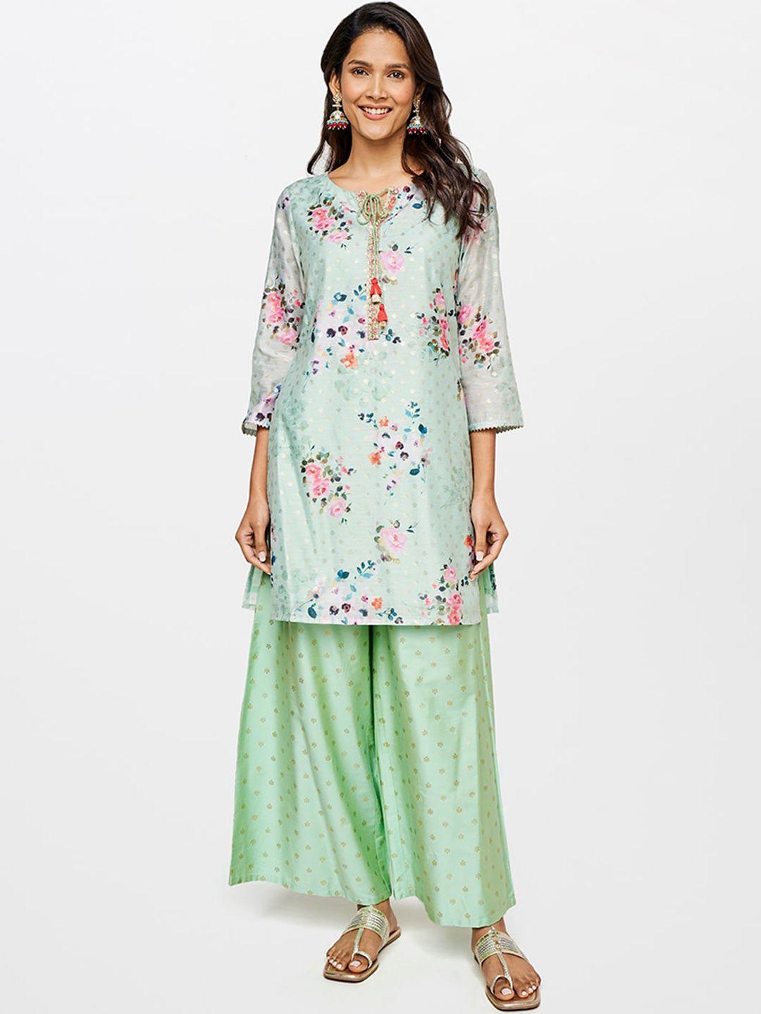 itse women floral printed kurti with palazzos