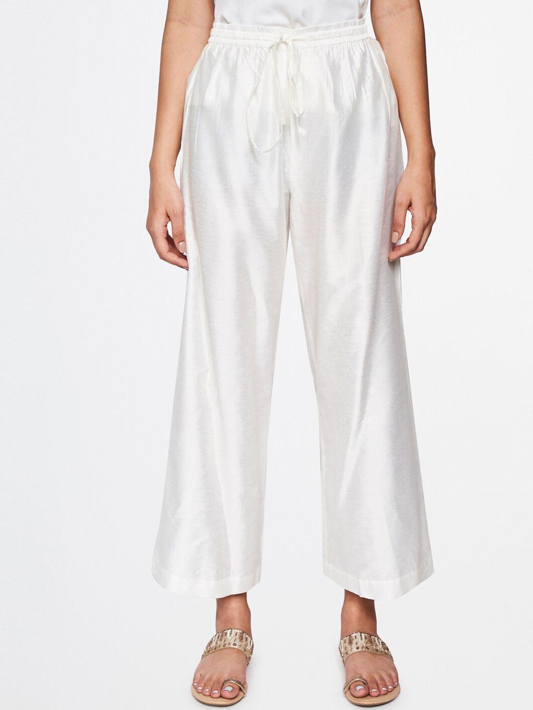 itse women off white comfort loose fit trousers