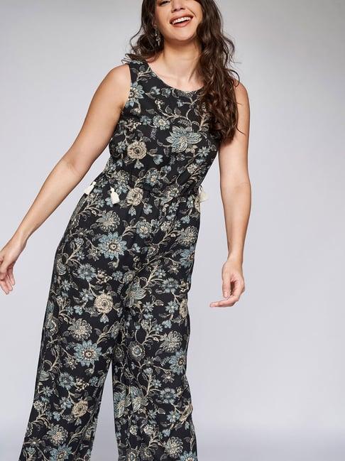 itse black floral print jumpsuit