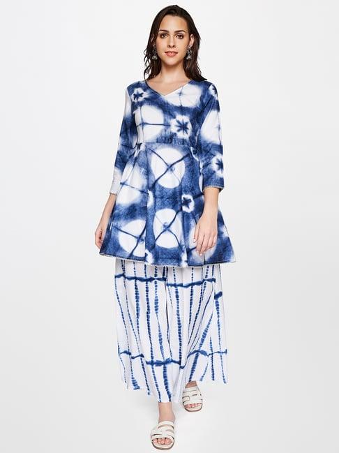 itse blue printed kurta & palazzo set