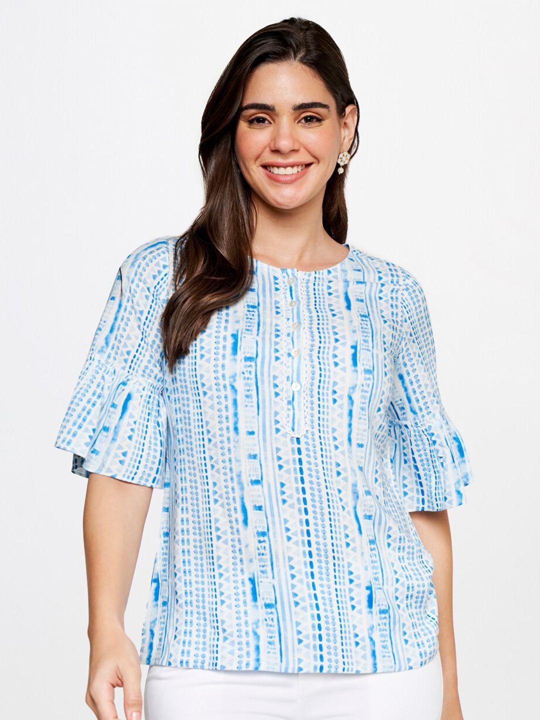 itse checked flared sleeves top