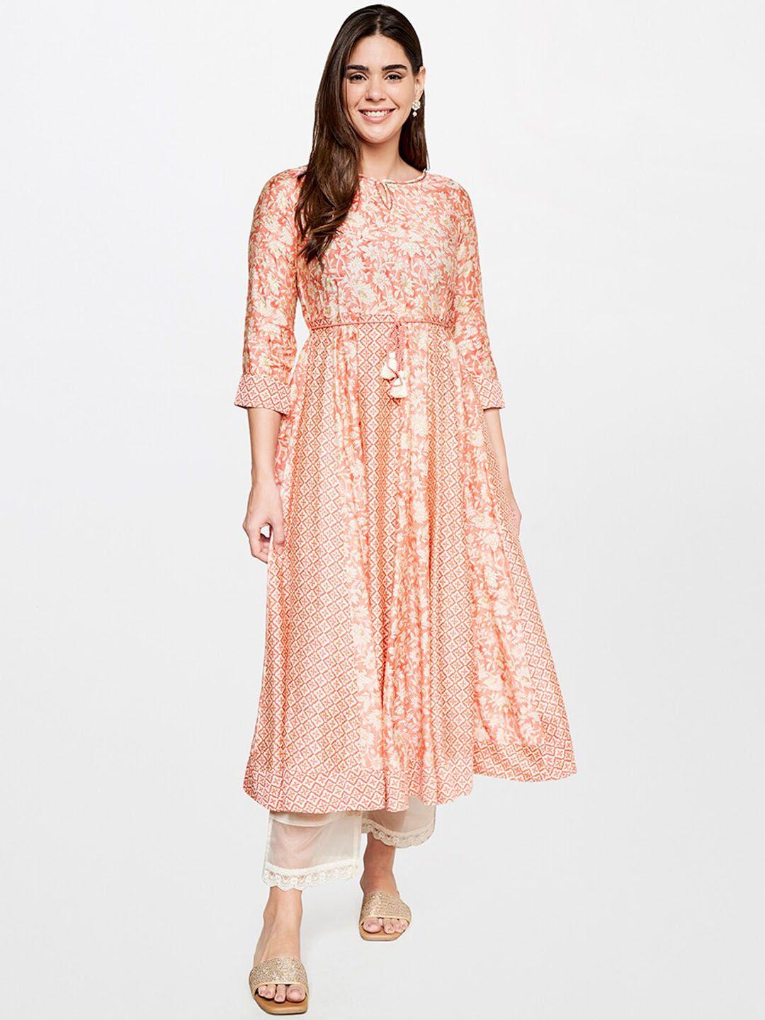 itse floral printed key hole neck anarkali kurta