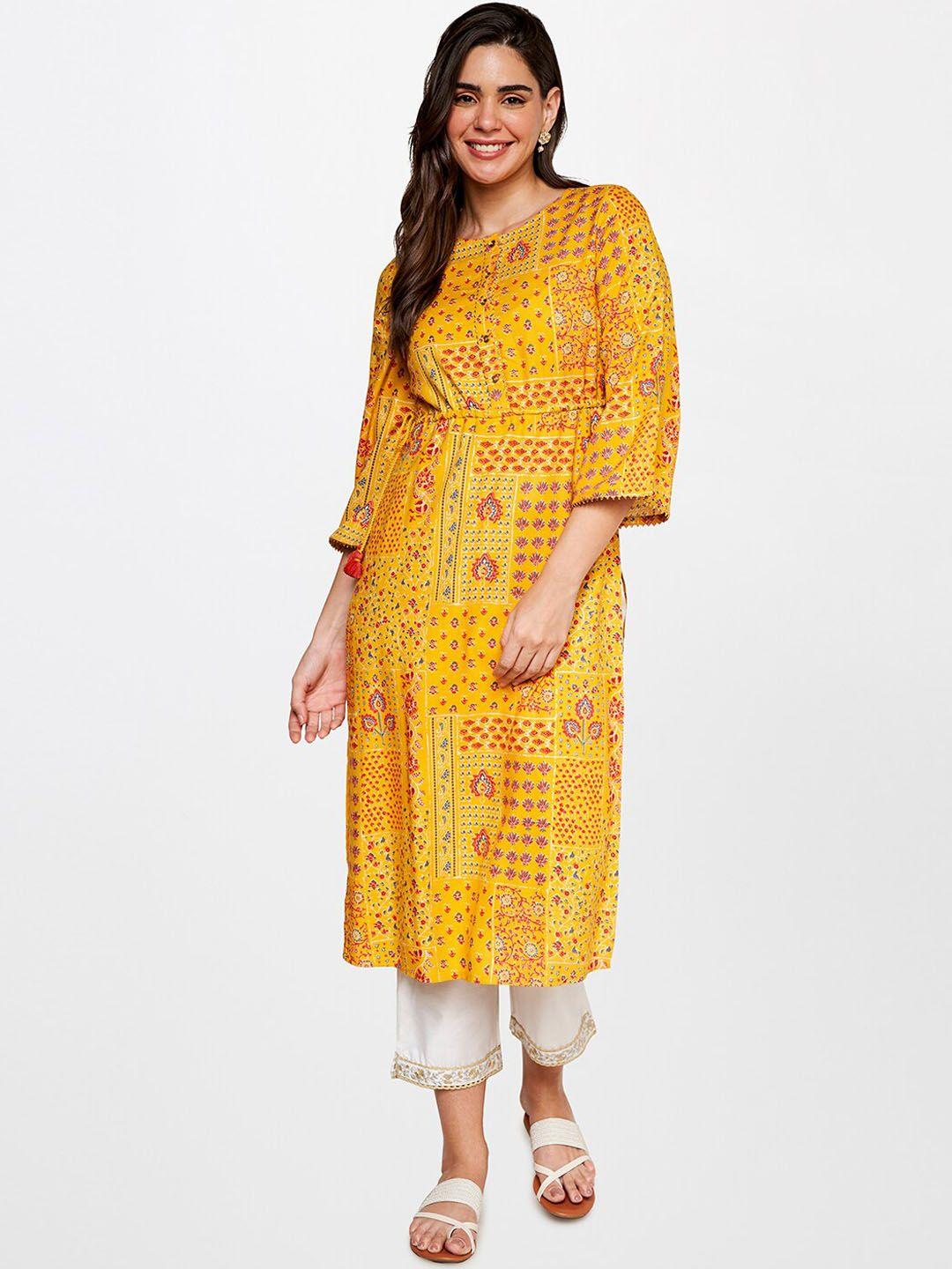 itse geometric checked flared sleeves kurta