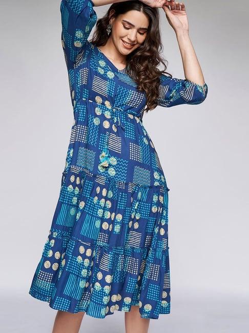 itse indigo printed dress