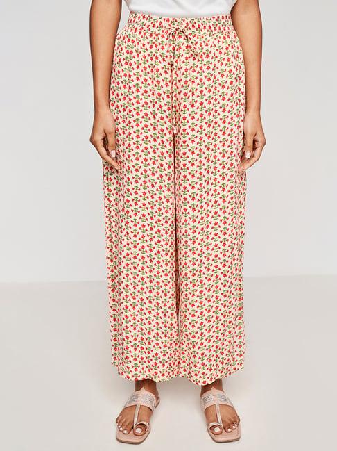 itse off white floral print palazzos