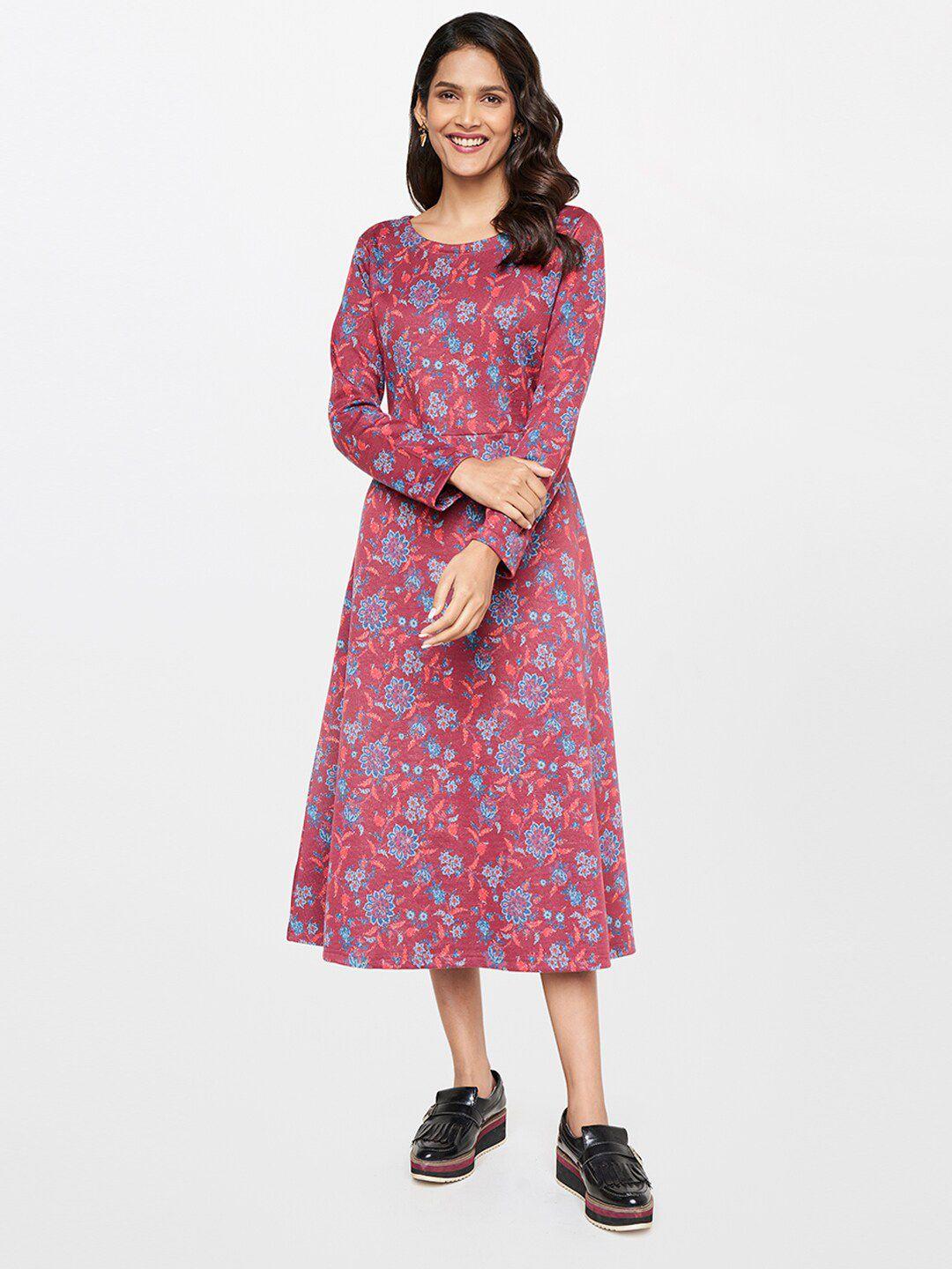 itse pink & blue floral a-line midi dress