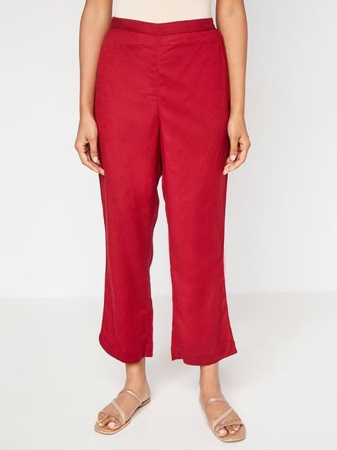 itse red regular fit pants