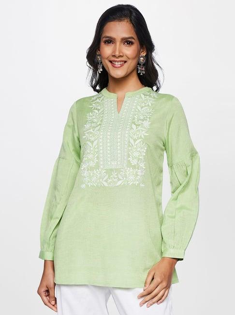 itse sage green embroidery tunic