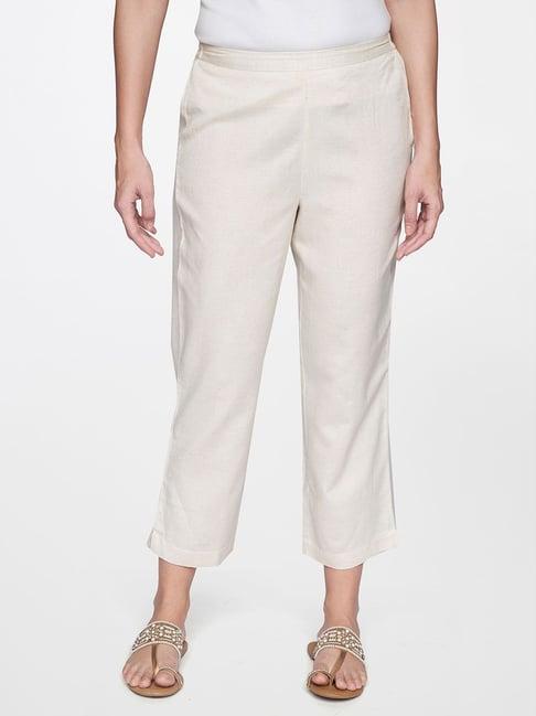 itse white regular fit pants