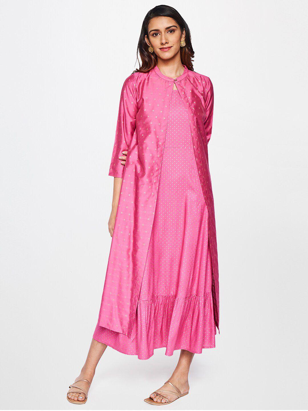 itse women pink ethnic motifs ethnic a-line maxi dress