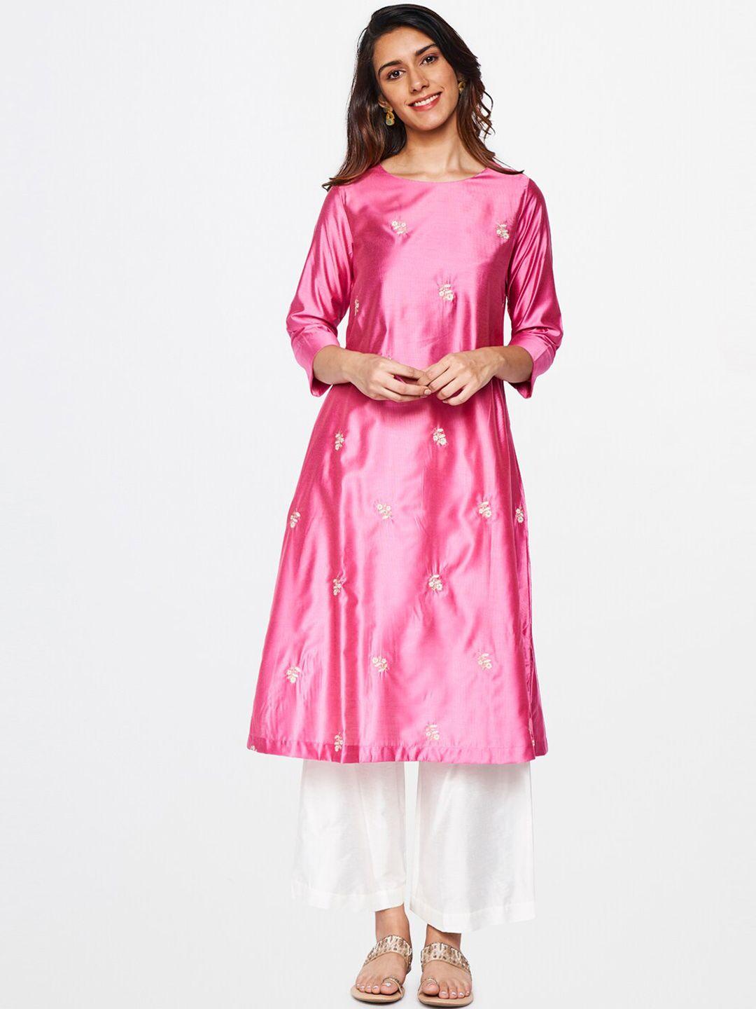 itse women pink floral a-line kurta