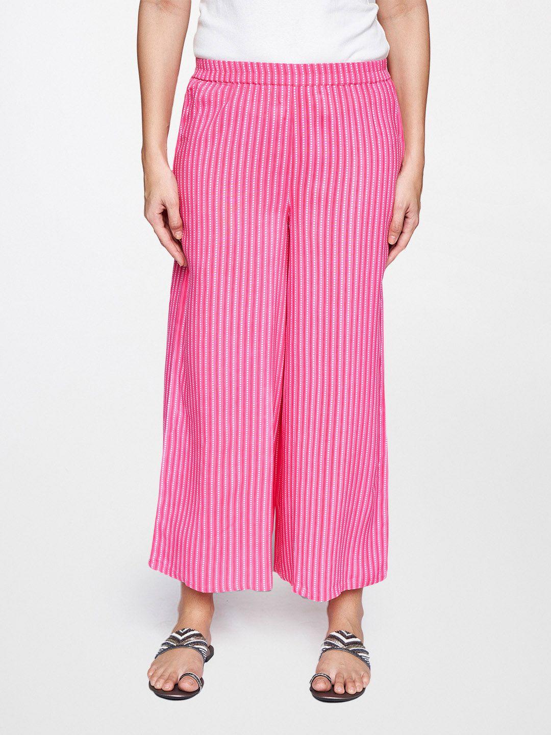 itse women pink striped trousers