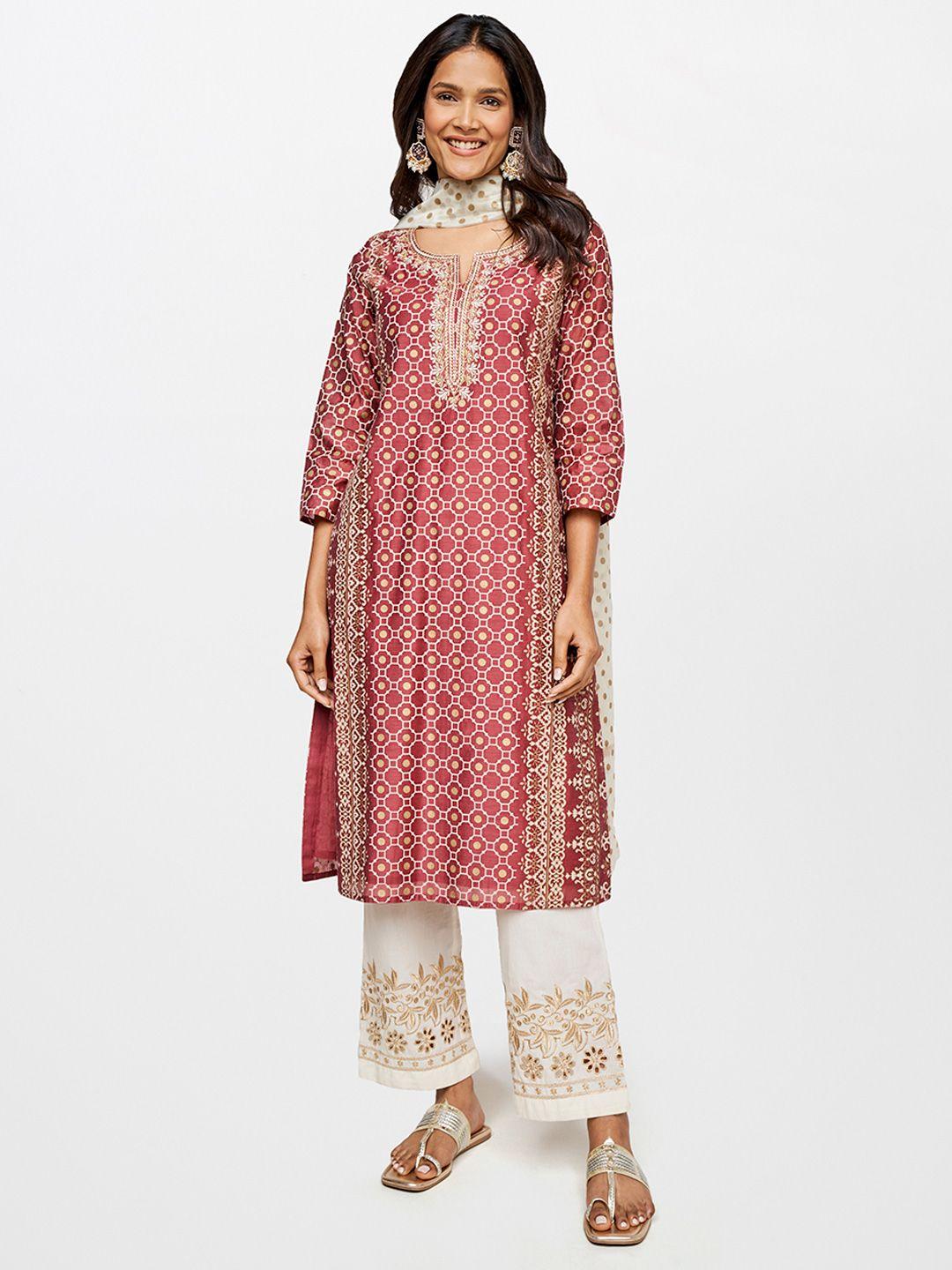 itse women printed kurta with trouser & with dupatta