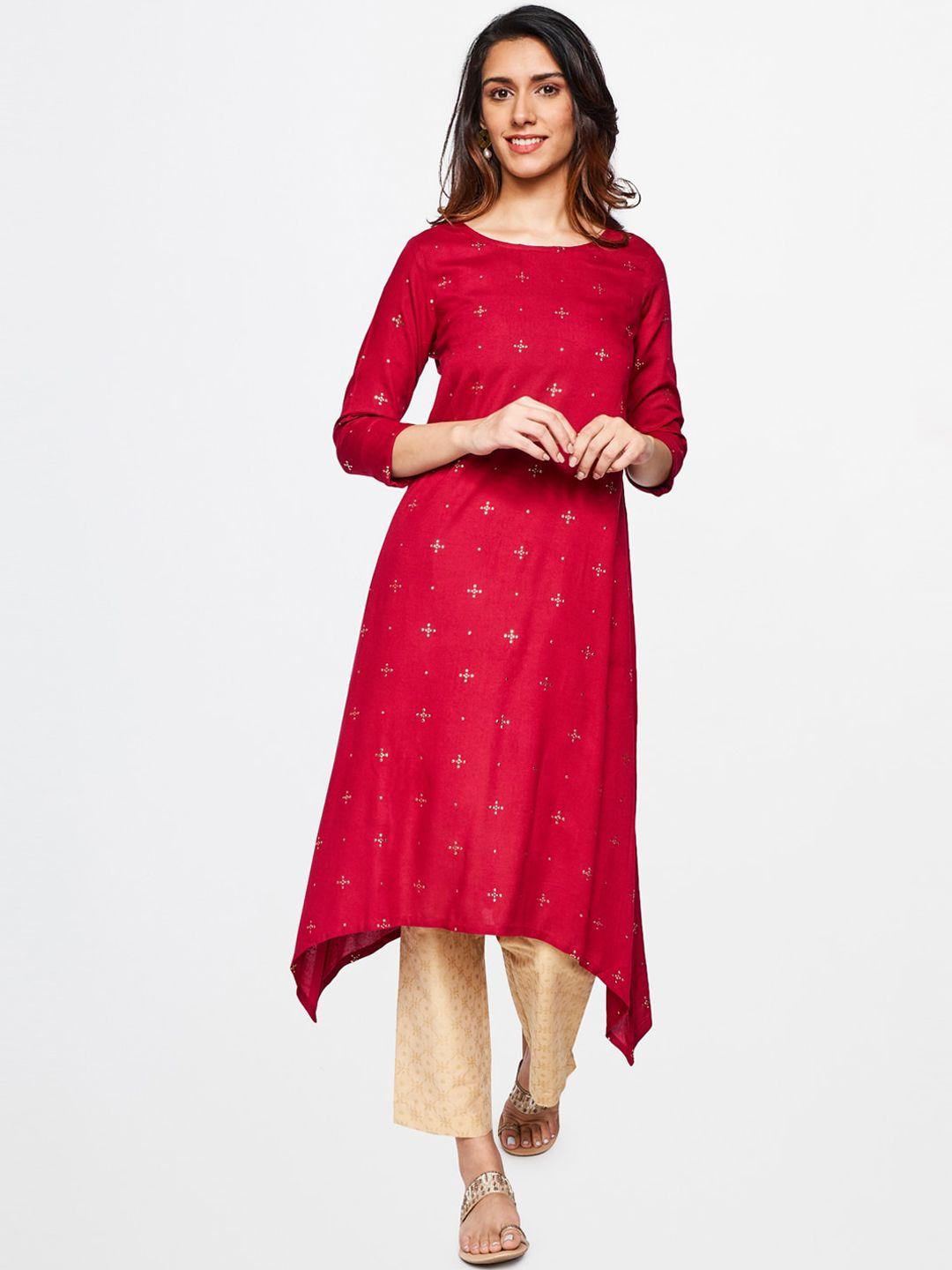 itse women red a-line kurta