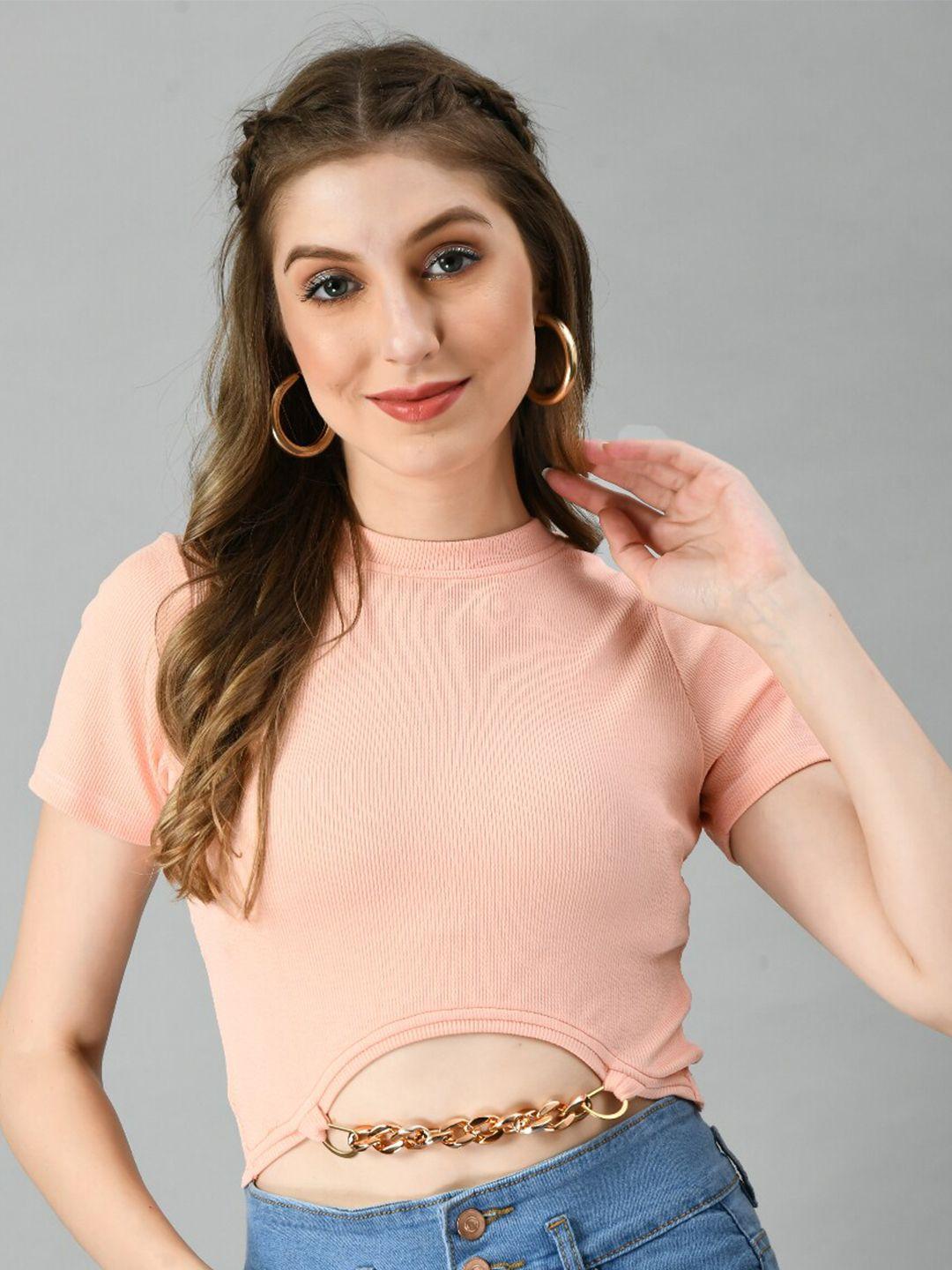 iuga round neck short sleeves fitted crop top