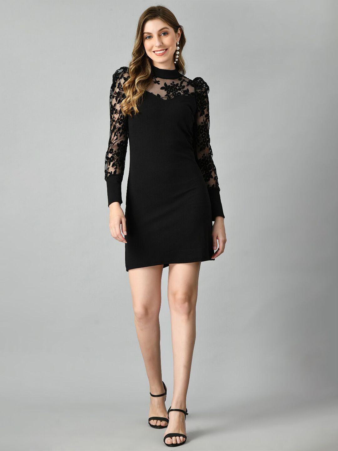 iuga high neck puff sleeves sheath dress