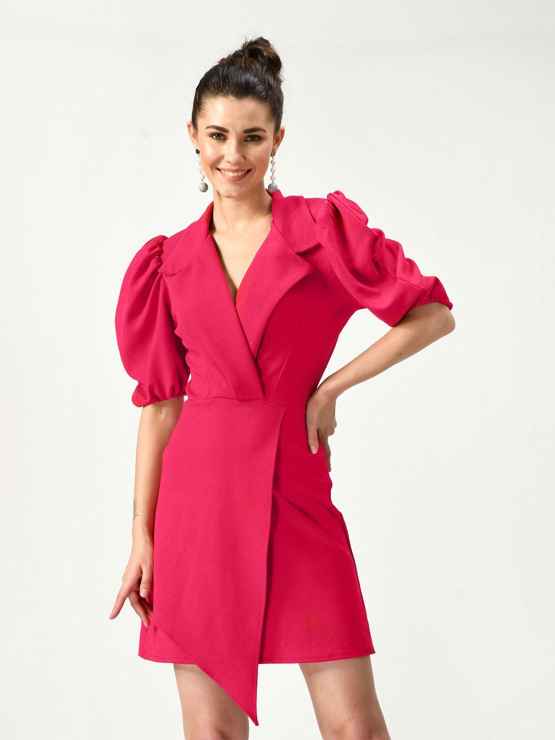 iuga lapel collar puff sleeve dress