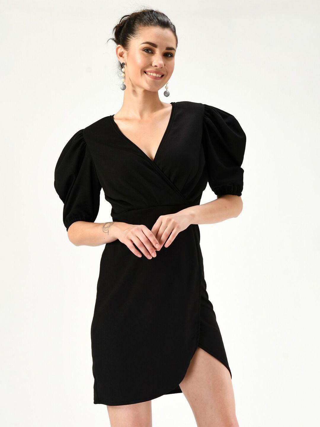 iuga v-neck puff sleeves bodycon dress