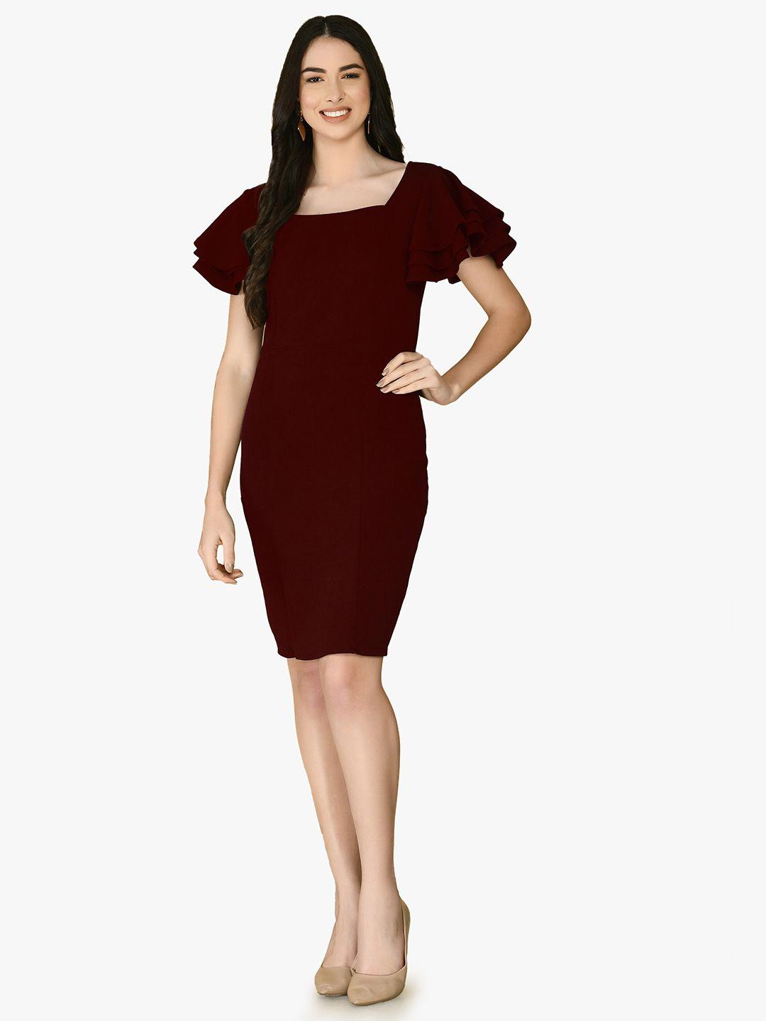 iuga women's maroon short sleeve bodycon dress