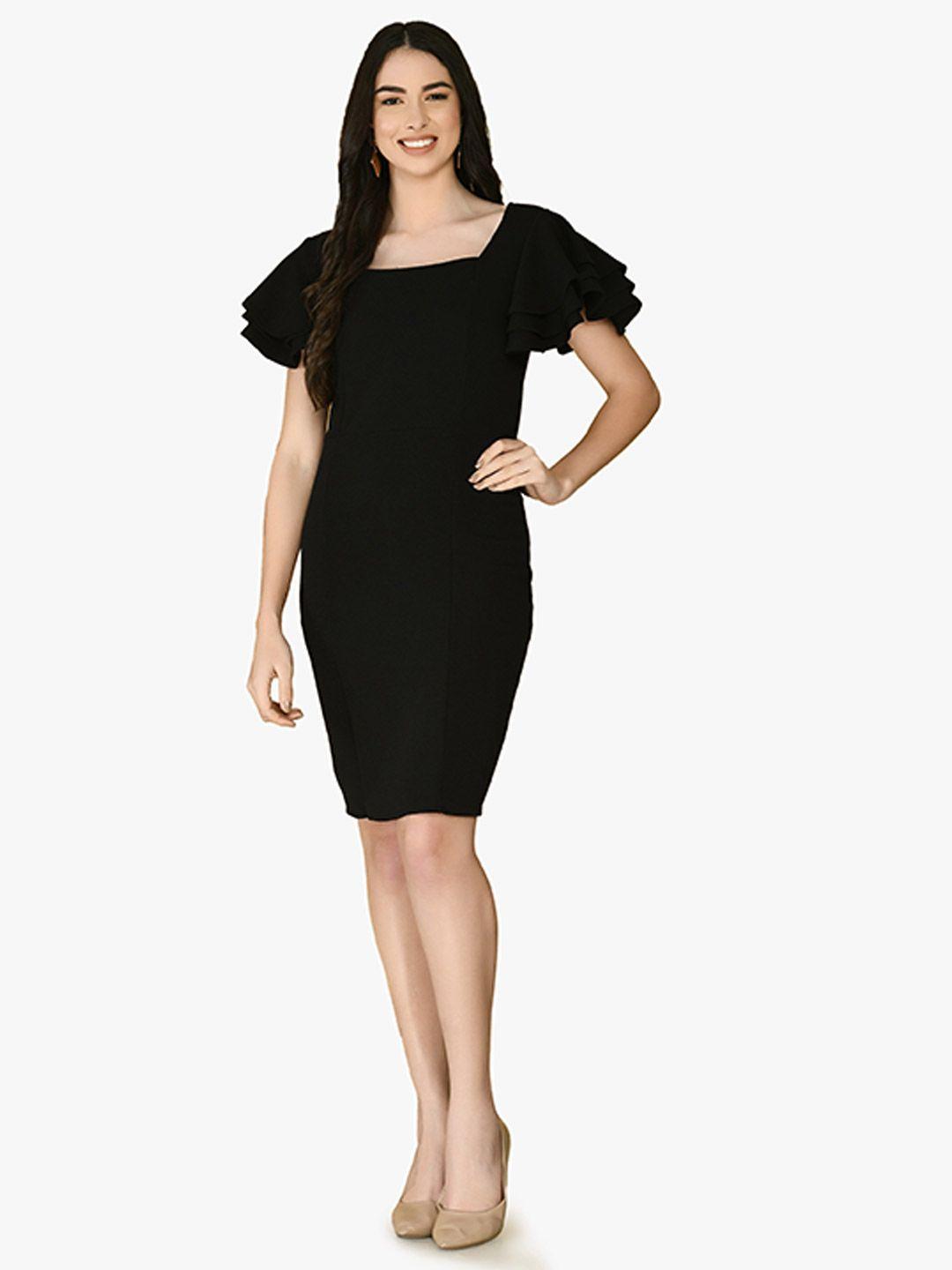 iuga women black solid bodycon dress