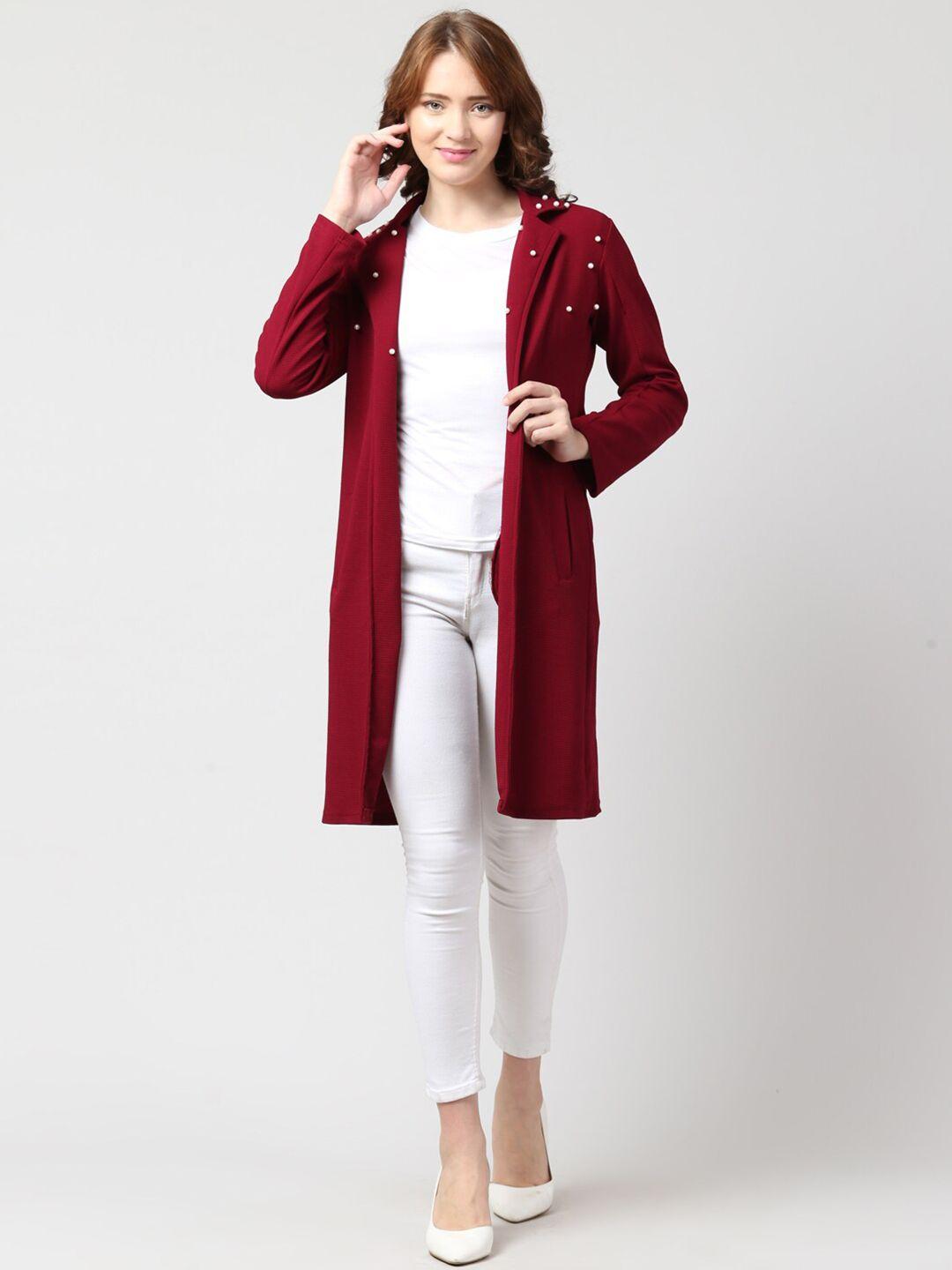 iuga women maroon longline monochrome shrug