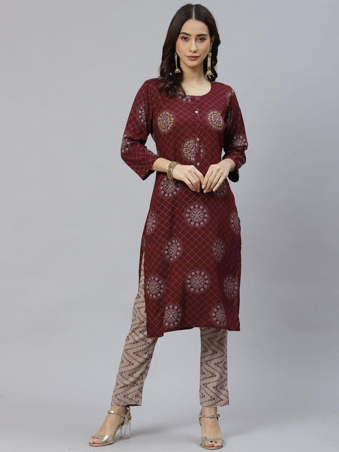 ives ethnic motifs printed kurta with trousers