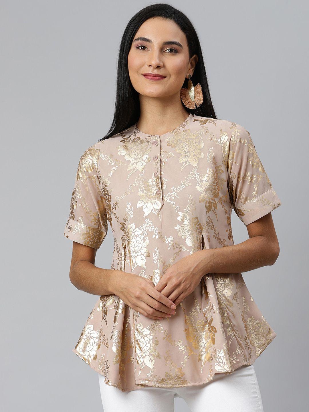 ives floral print georgette peplum top