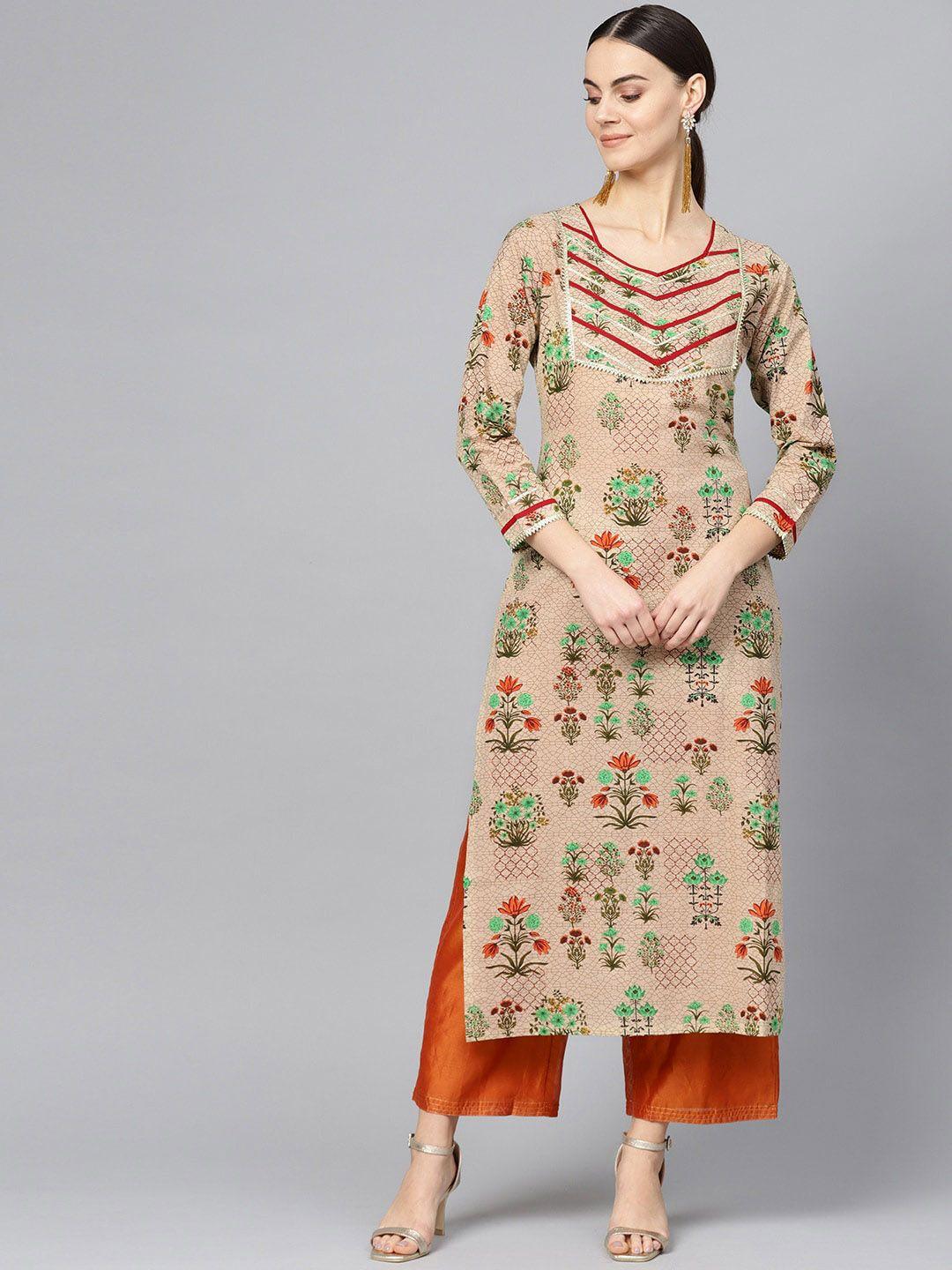 ives floral printed cotton kurta