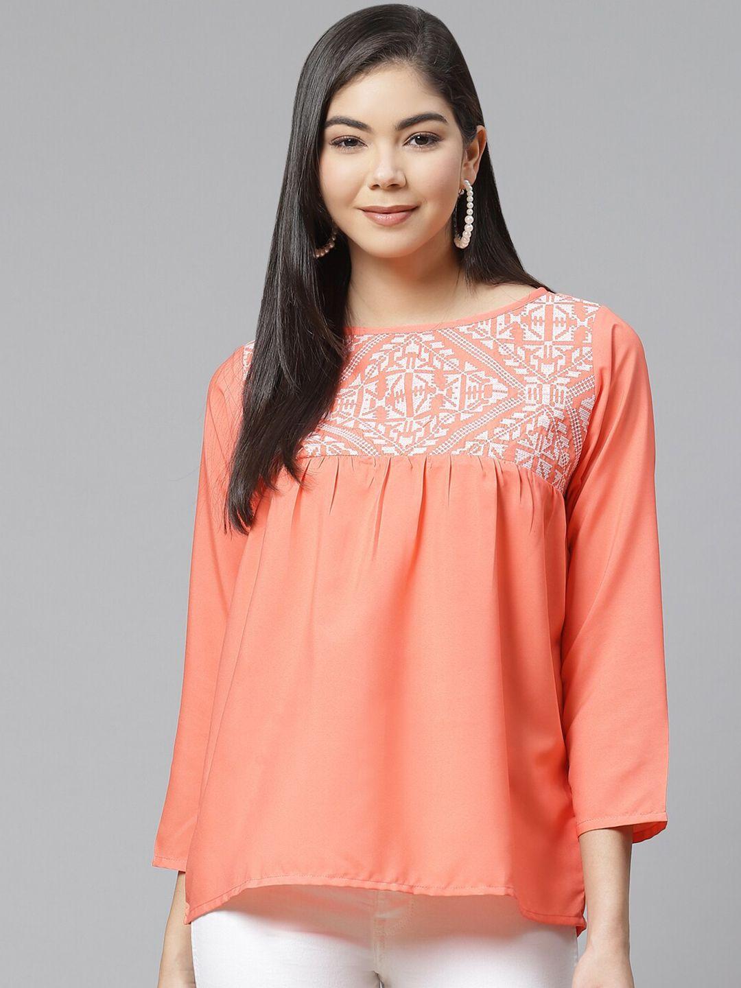 ives geometric embroidered crepe top