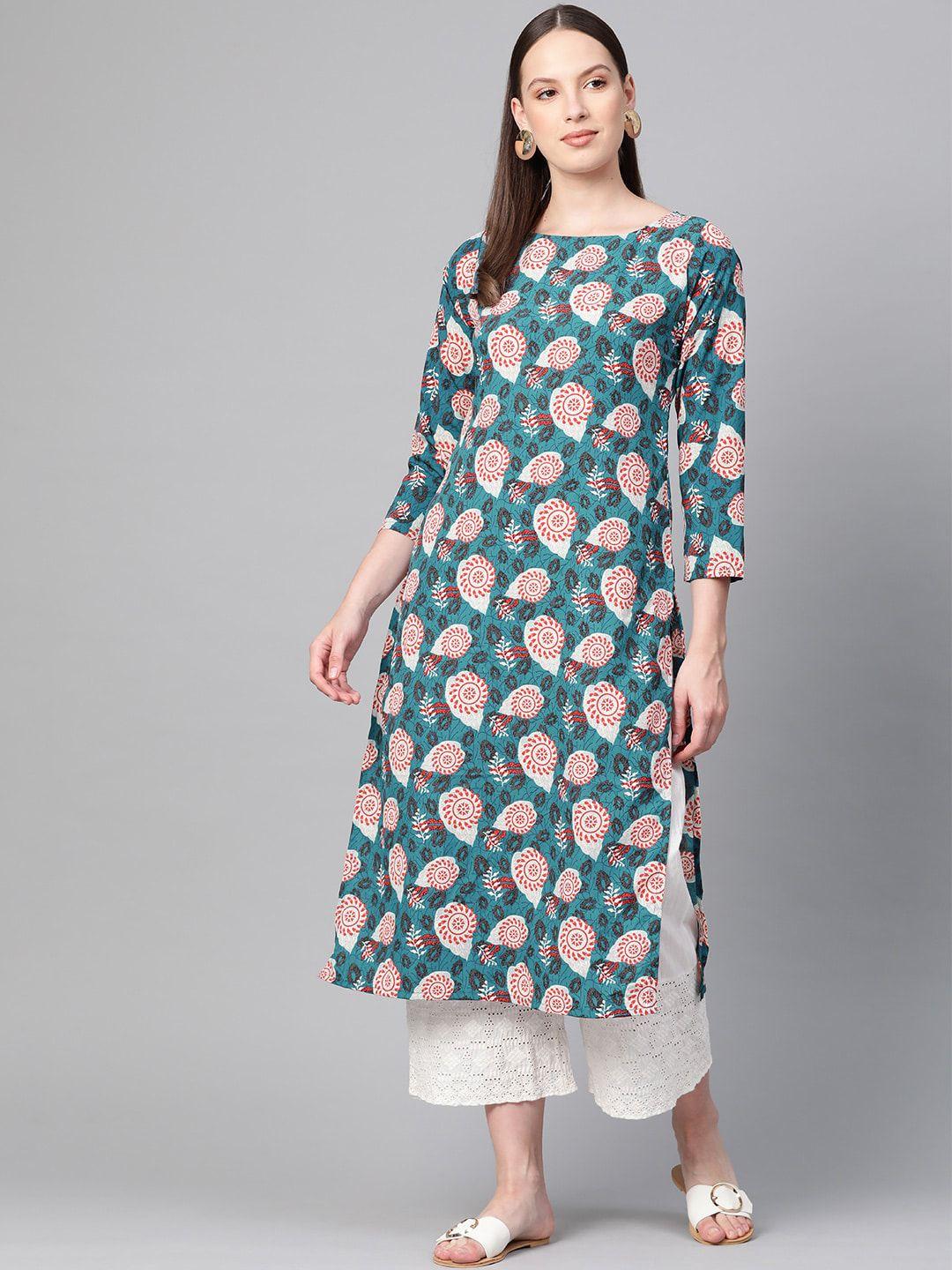 ives geometric printed flared sleeves kurta