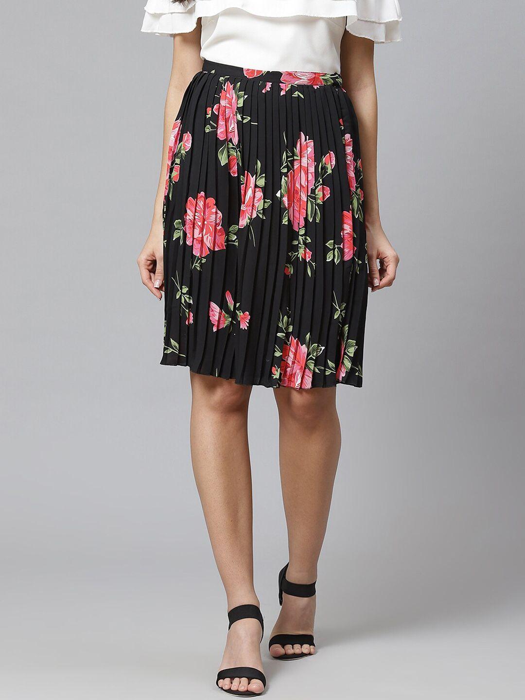 ives printed accordion pleated flared a-line skirt