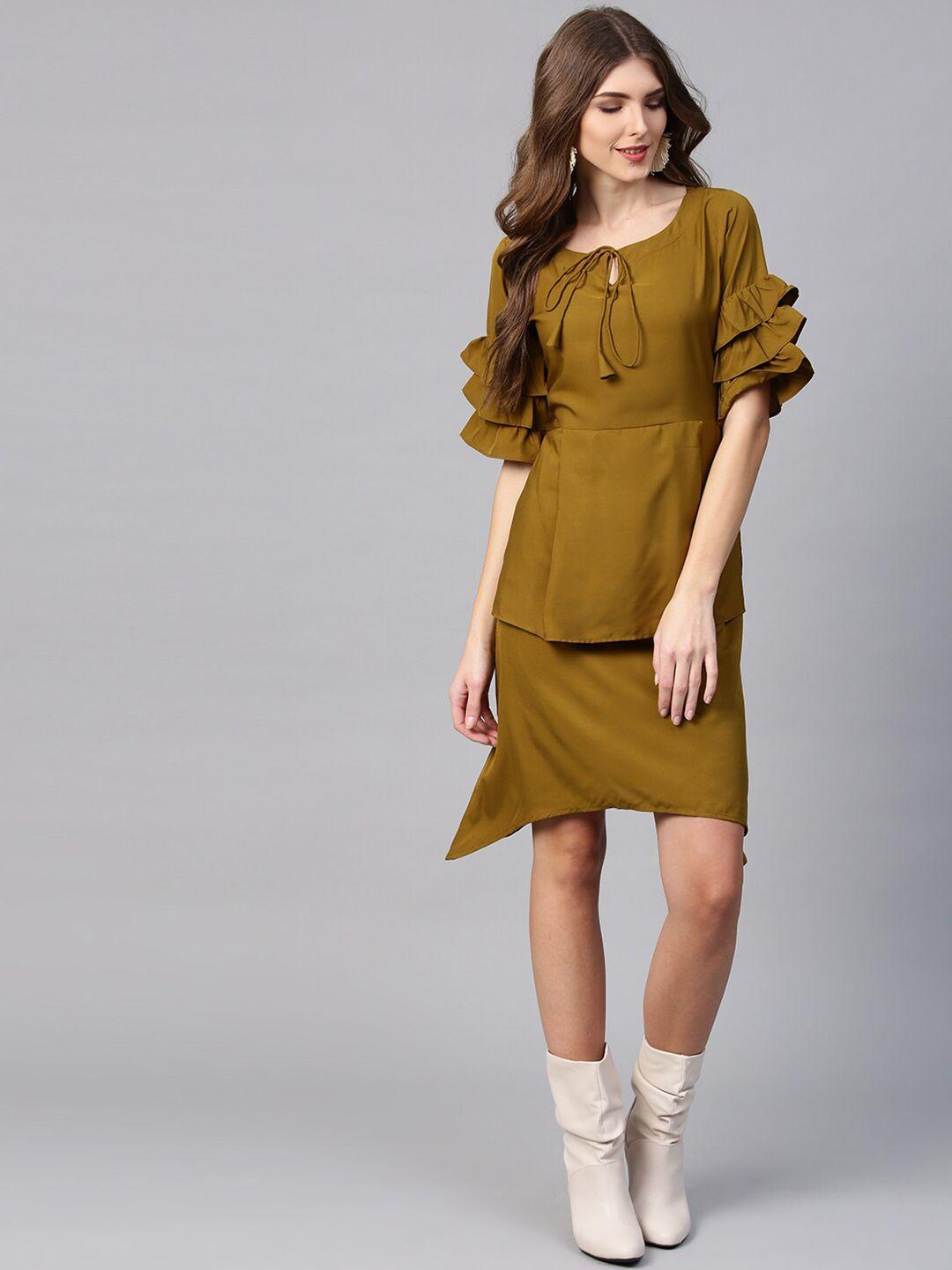 ives tie-up neck layered a-line dress