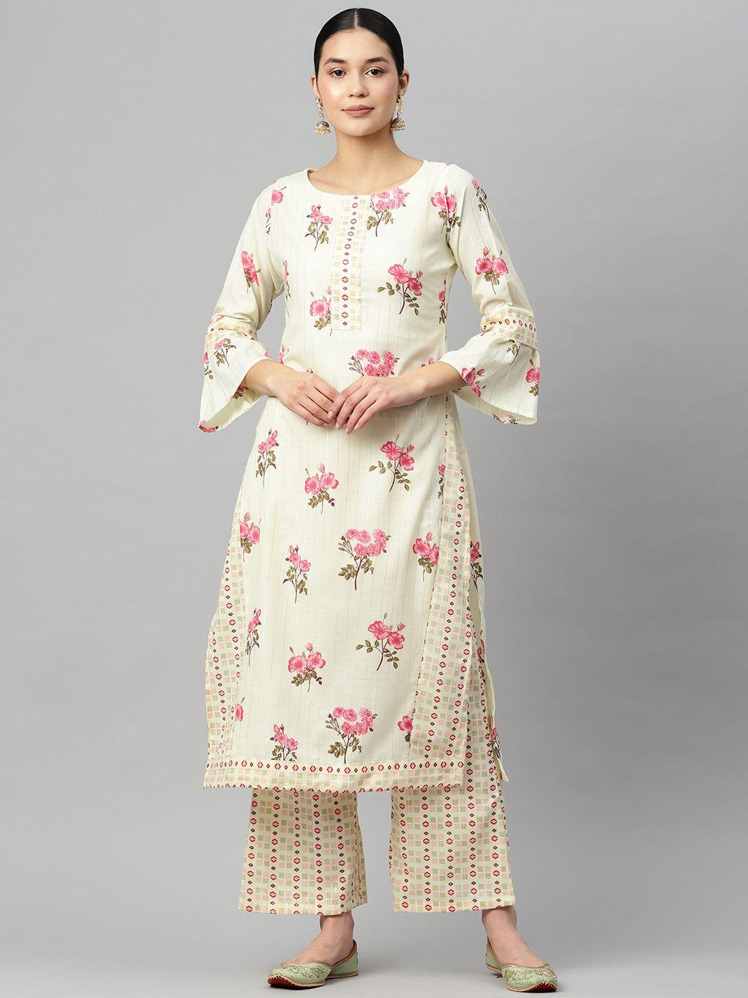 ives women floral printed kurta with palazzos