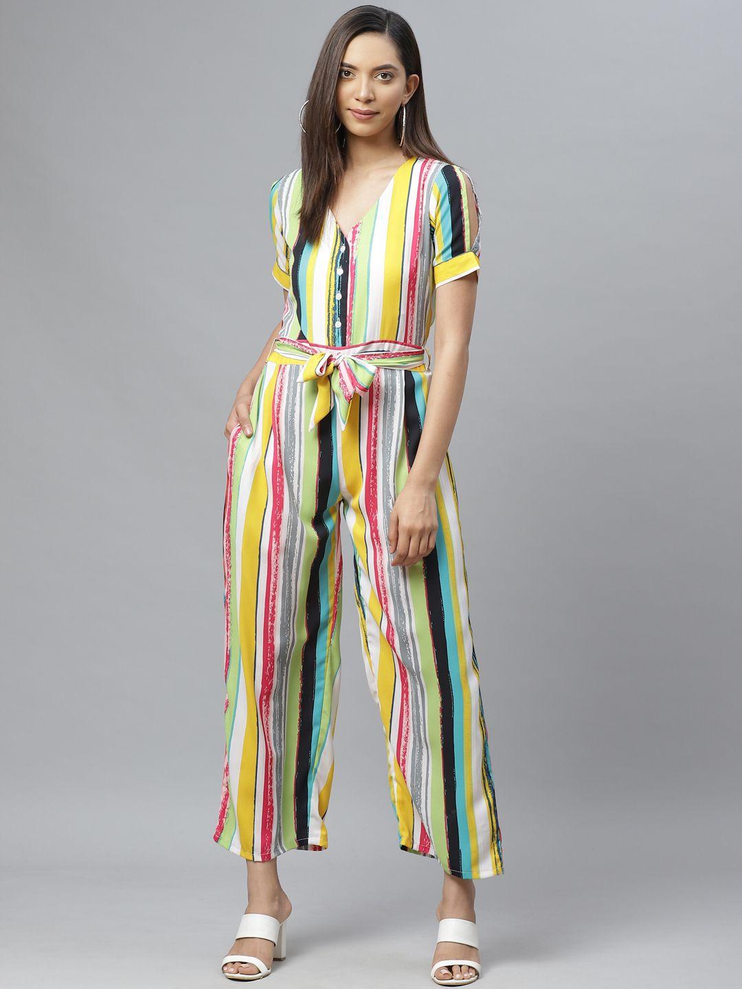 ives women multicoloured striped basic jumpsuit