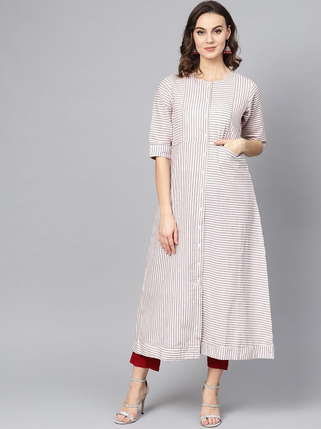 ives women striped cotton kurta