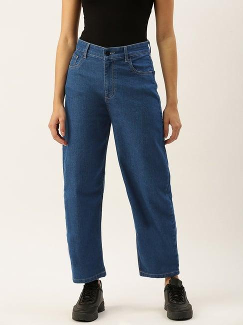 ivoc blue cotton high rise flared jeans