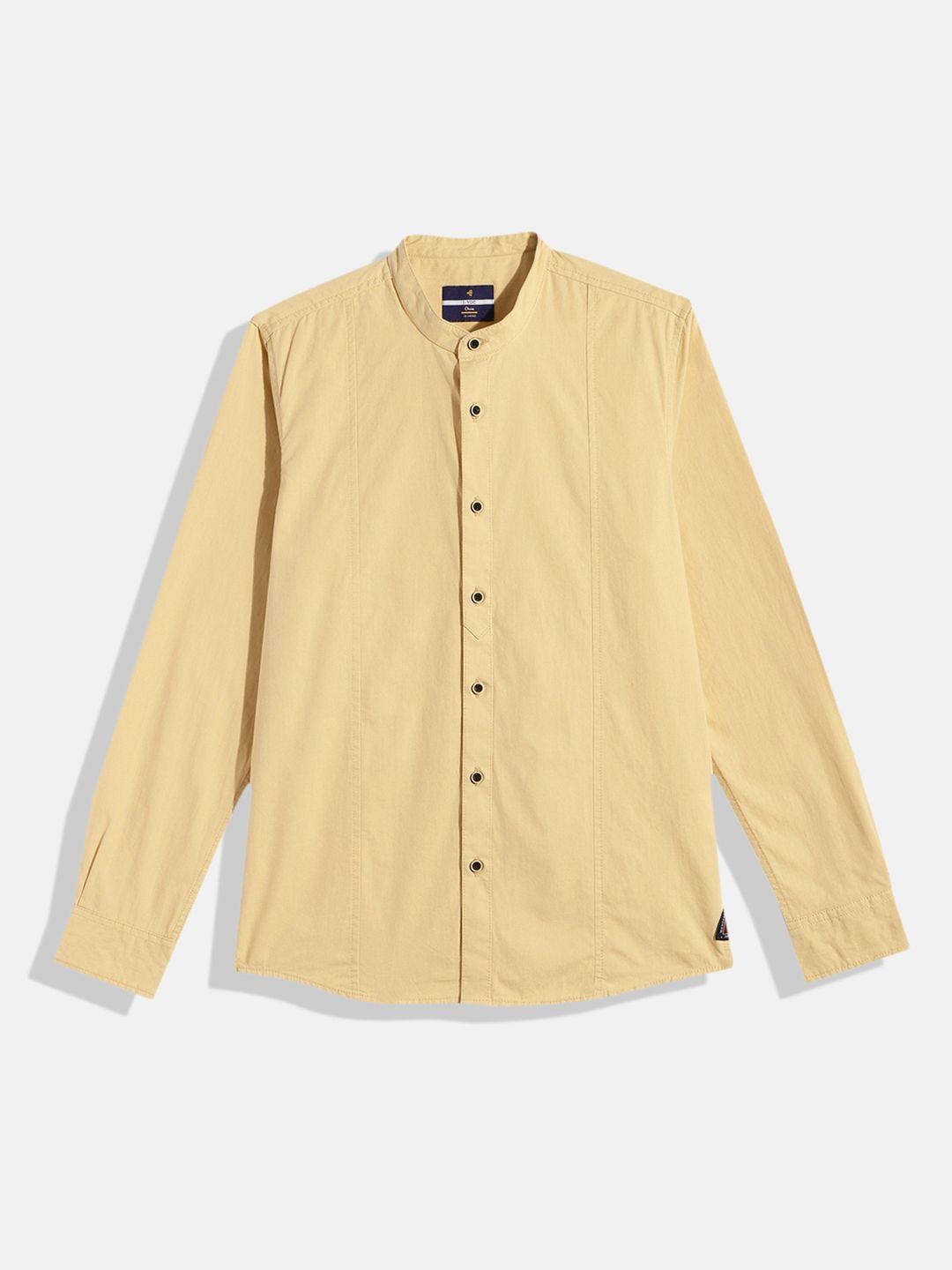 ivoc boys beige standard slim fit casual shirt
